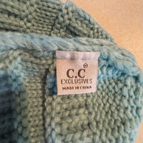 CC Exclusives Pony Tail Beanie Solid Cuff Beanie Hat Plain Knit Winter Slouchy - Picture 4 of 9